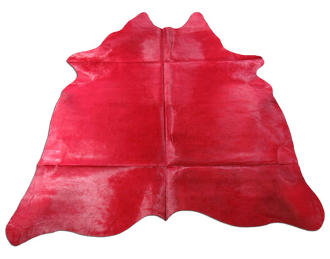 Dyed Red Cowhide Rug WITH BACKING - Size: 7' X 6 3/4' C-1111