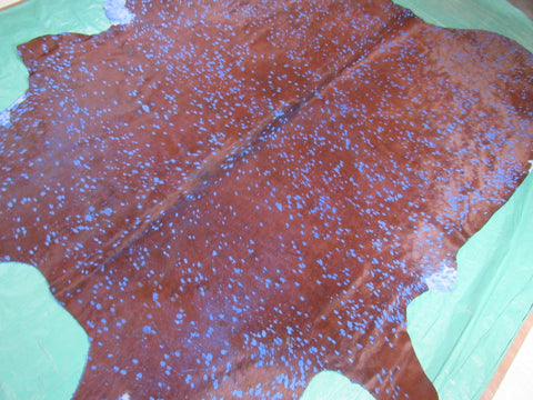 Brown with Blue Acid Wash Devore Cowhide Rug - Size: 8 1/2' X 7' C-1196