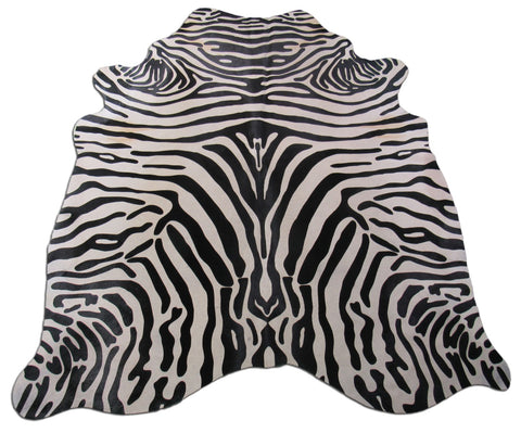 Zebra Print Cowhide Rug Size: 7' X 5 3/4' Black/Grey Upholstery Zebra Cowhide Rug C-1241