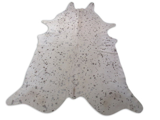 White with Brown Acid Wash Devore Cowhide Rug - Size: 8' X 6 1/4' C-1258