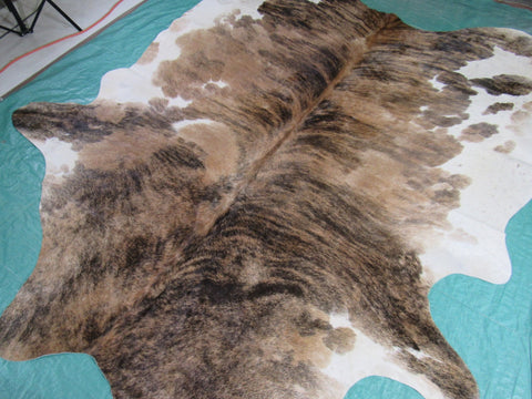 Beige Brindle Cowhide Rug Size: 7 1/4' X 7 1/4' Beige/Brown Brindle Cowhide Rug C-1283