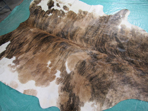Beige Brindle Cowhide Rug Size: 7 1/4' X 7 1/4' Beige/Brown Brindle Cowhide Rug C-1283