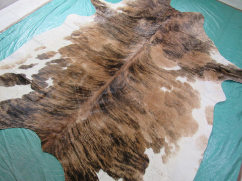Beige Brindle Cowhide Rug Size: 7 1/4' X 7 1/4' Beige/Brown Brindle Cowhide Rug C-1283