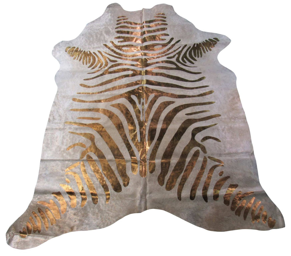 Bronze Metallic Zebra Cowhide Rug Size: 7.25x6.25 feet C-1341