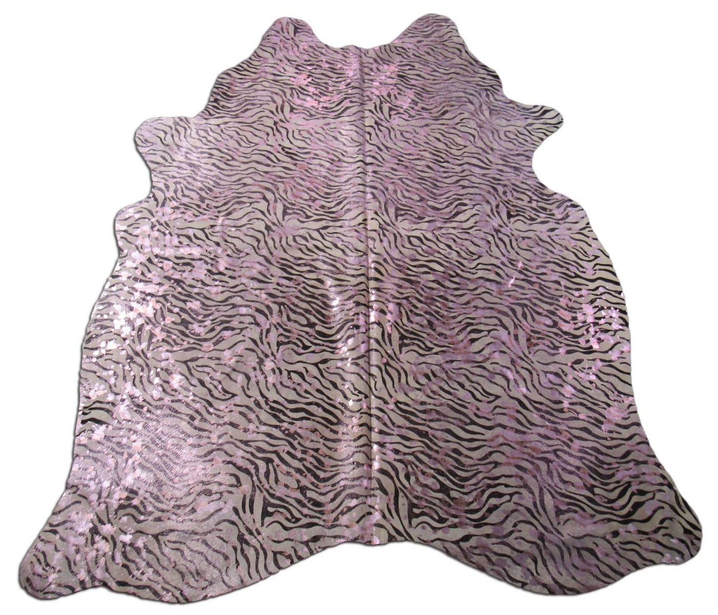 Baby Zebra Cowhide Rug Size: 7' x 5 1/2' Pink/Rose Gold Metallic Acid Washed Cowhide Rug C-1365
