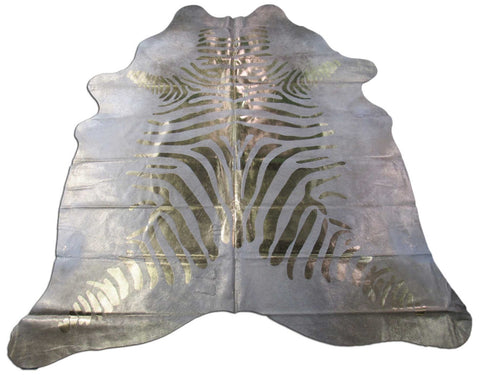 Gold Zebra Print Cowhide Rug Size: 8' X 7' Beige/Gold Zebra Acid Washed Cowhide Rug C-1417