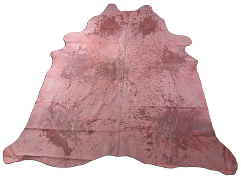 Light Pink Dyed with Acid Wash Cowhide Rug - Size: 8x7.75 feet C-1418