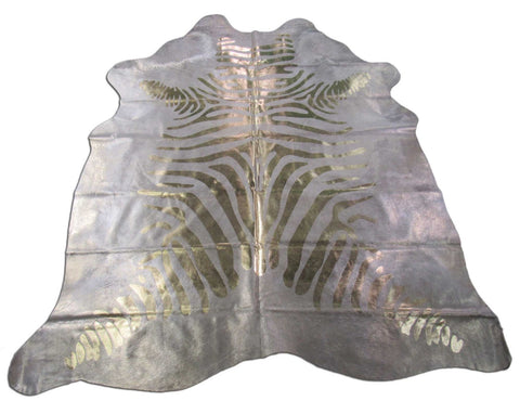 Gold Zebra Print Cowhide Rug Size: 7 3/4' X 7' Beige/Gold Zebra Acid Washed Cowhide Rug C-1419