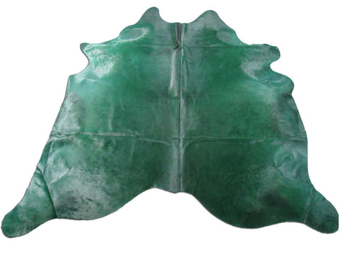 Dyed Emerald Green Cowhide Rug Size: 7 1/4x7 1/2 feet C-1436