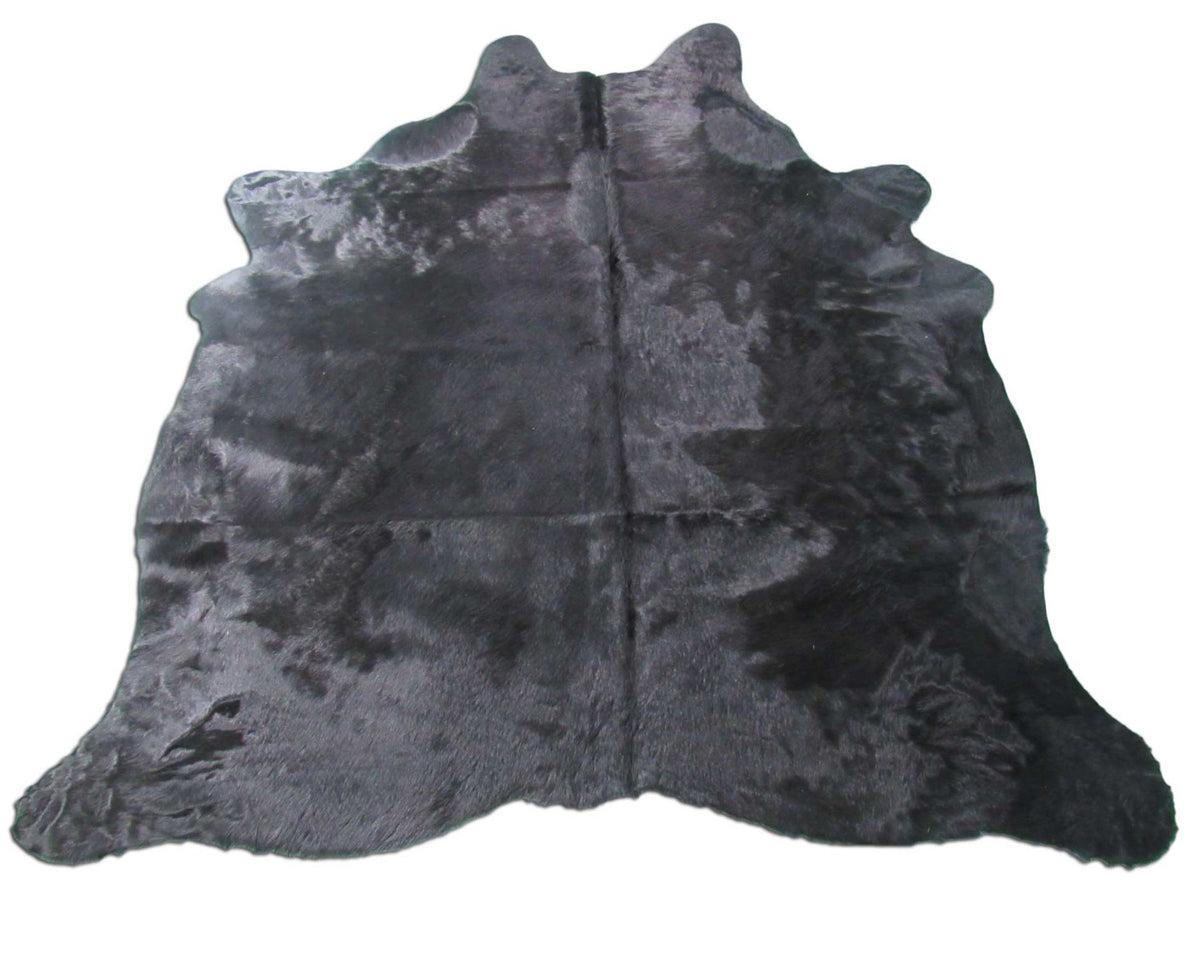 Huge & Gorgeous Dyed Black Cowhide Rug (with nice backing) Size: 7 3/4x7 feet C-1460