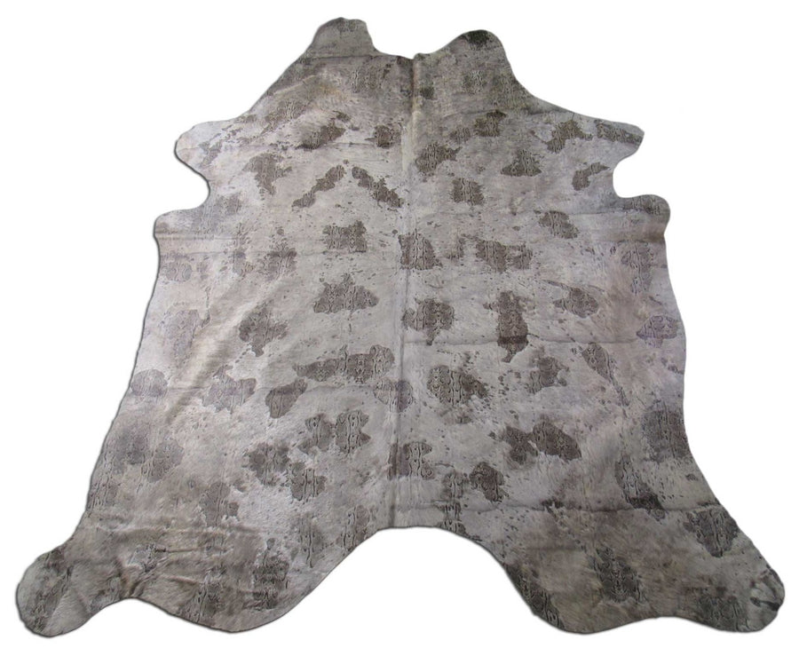 Python Leather Acid Washed Cowhide Rug Size: 8 3/4x7 1/4 feet # C-1461