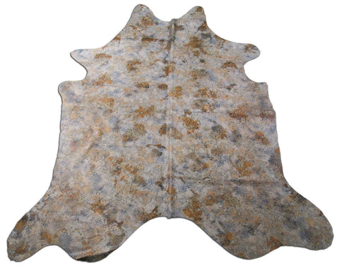 Floral Acid Washed Cowhide Rug Size: 8x7 feet # C-1462