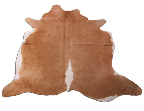 Beige Cowhide Rug with White Belly Size: 6x6.5 feet C-1472