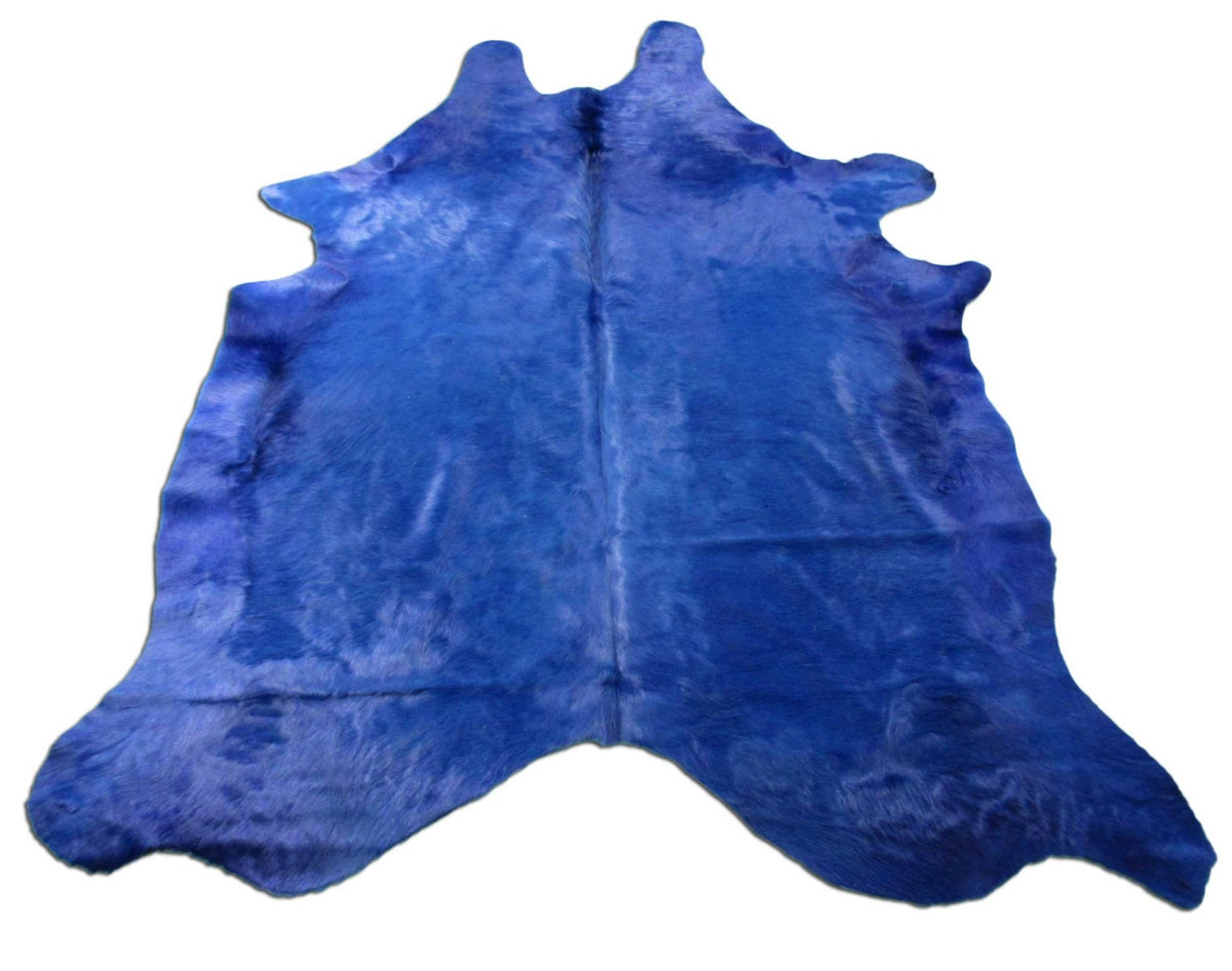 Dyed Blue Cowhide Rug - Size: 8' x 7' C-1481