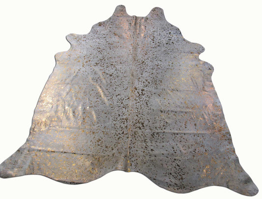 Huge Bronze Metallic Acid Washed Cowhide Rug (thin hide) Size: 8 1/2x7 3/4 feet C-1484