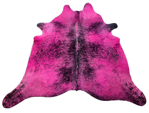 Dyed Pink Salt & Pepper Cowhide Rug Size: 7 1/4x7 feet C-1486