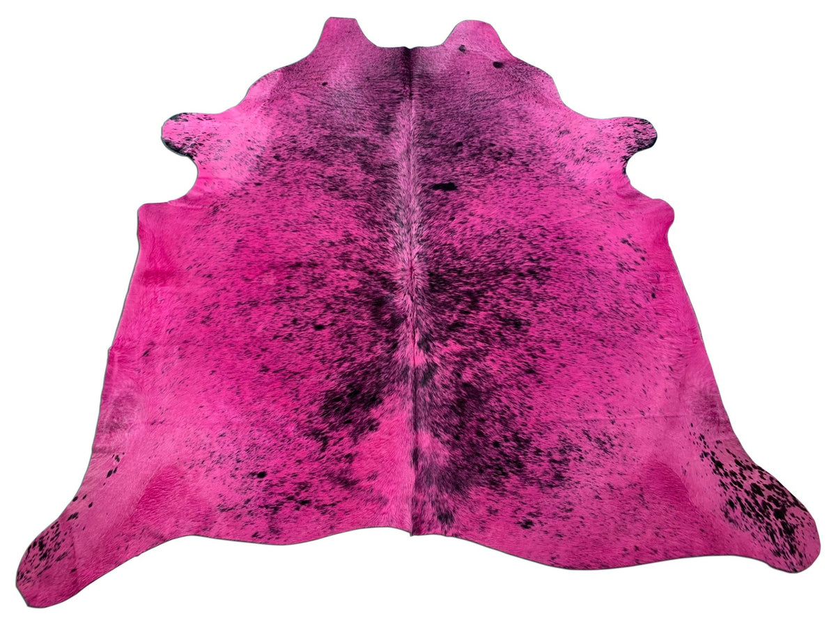 Dyed Pink Salt & Pepper HUGE Cowhide Rug Size: 8x7.5 feet C-1487