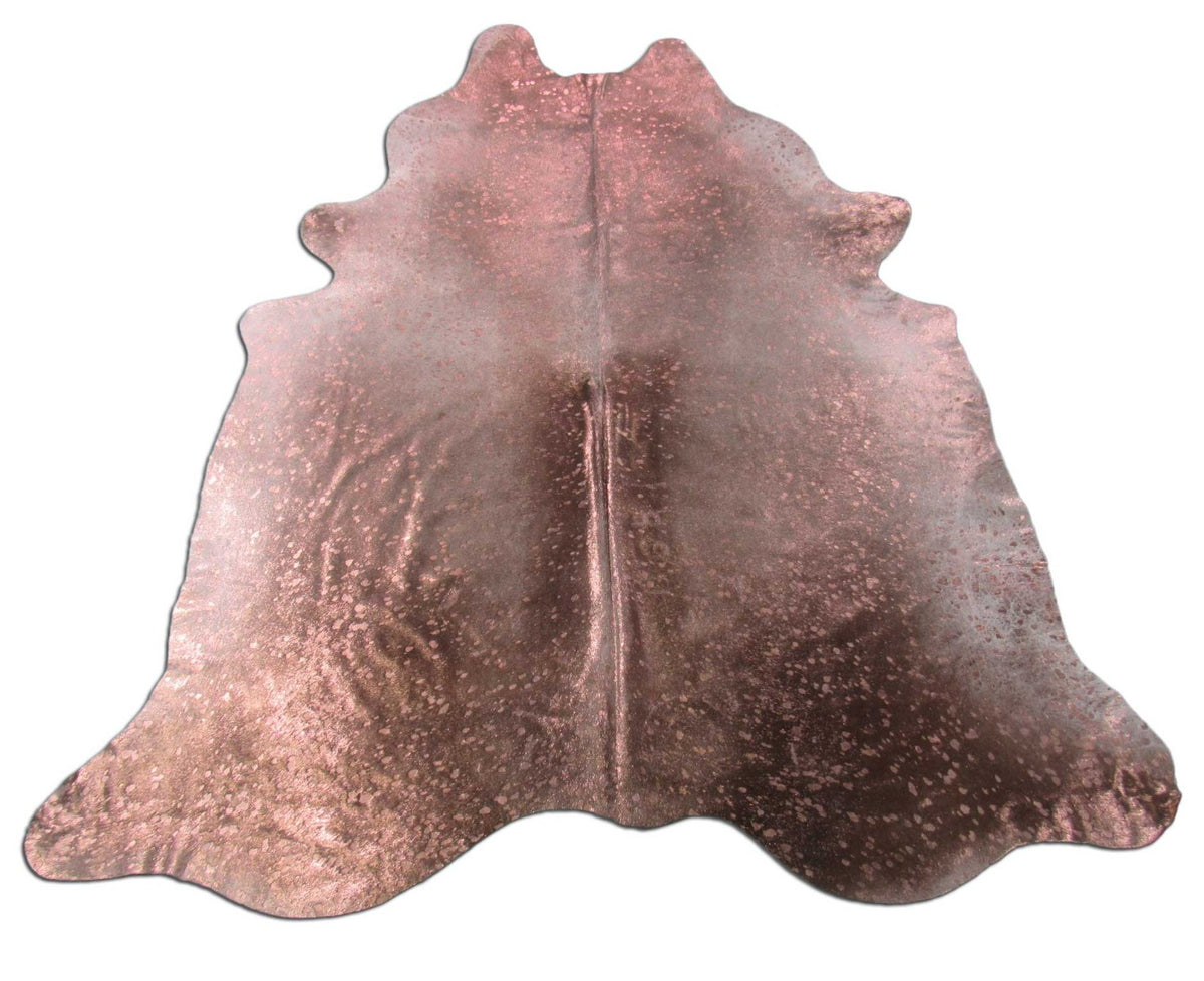 Rose Gold Cowhide Rug Size: 6 3/4' X 6' Grey/Metallic Pink Acid Washed Cowhide Rug C-1504