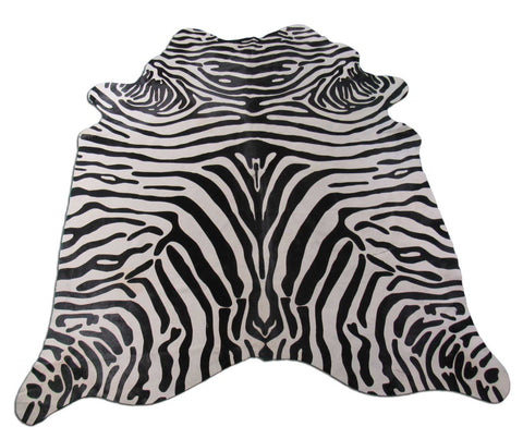 Upholstery Zebra Print Cowhide Rug (has a few scars, very nice otherwise) Size: 7x6 feet C-1555