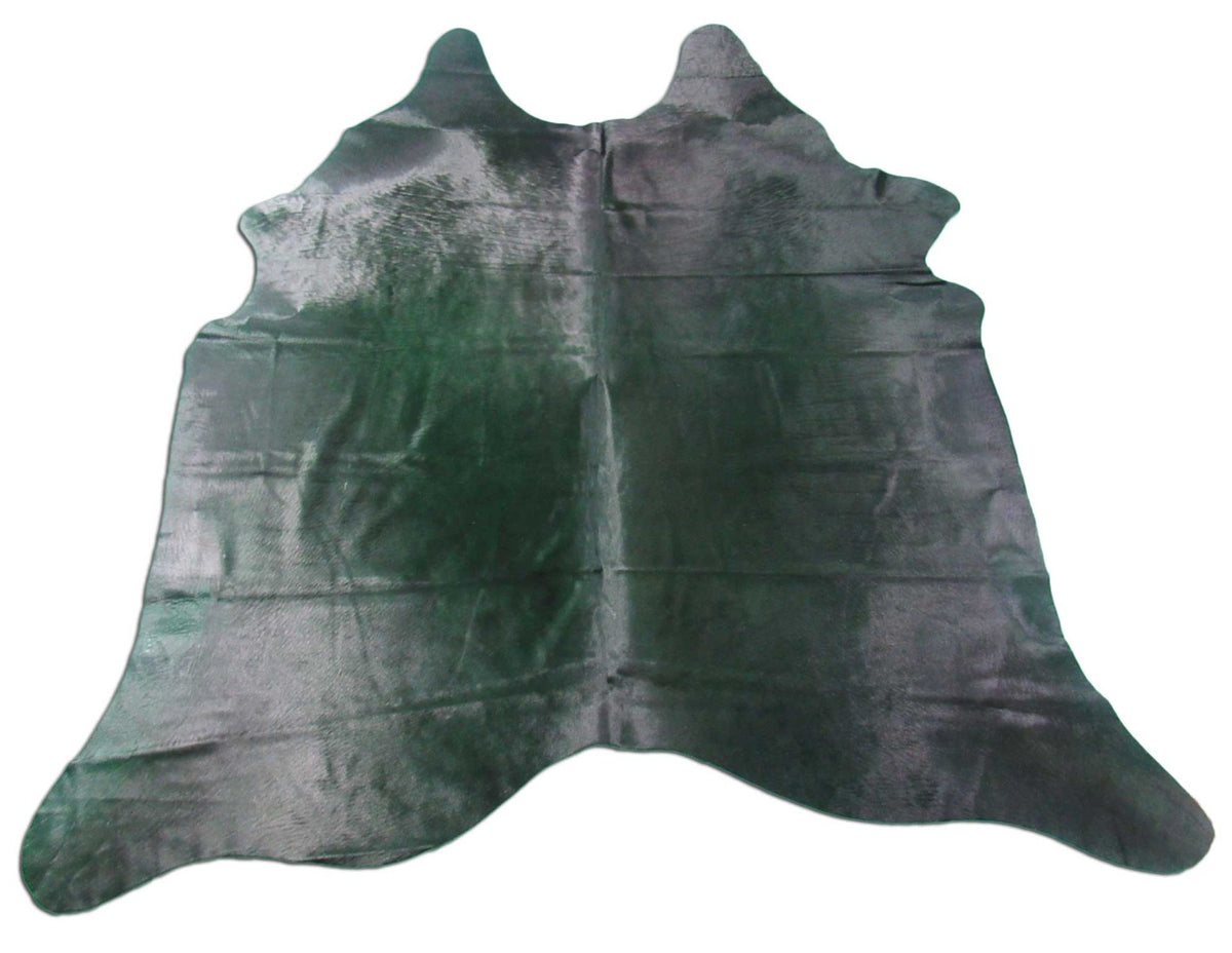 Dark Emerald Green Dyed Cowhide Rug Size: 7 1/4' x 7' C-1591