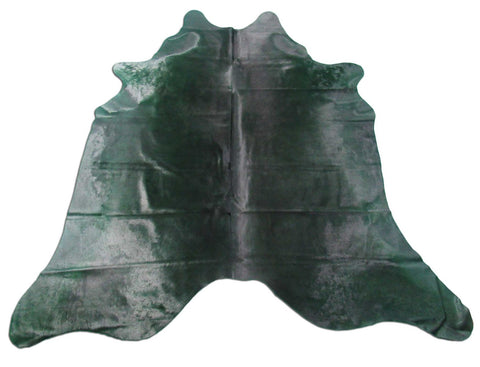 Very Dark Emerald Green Dyed Cowhide Rug Size: 7' x 6 3/4' C-1593