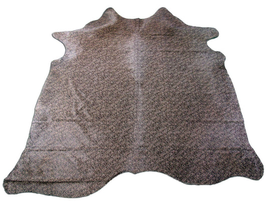 Reverse Black Cheetah Print Cowhide Rug (black with white spots) Size: 7x6 3/4 feet C-1610