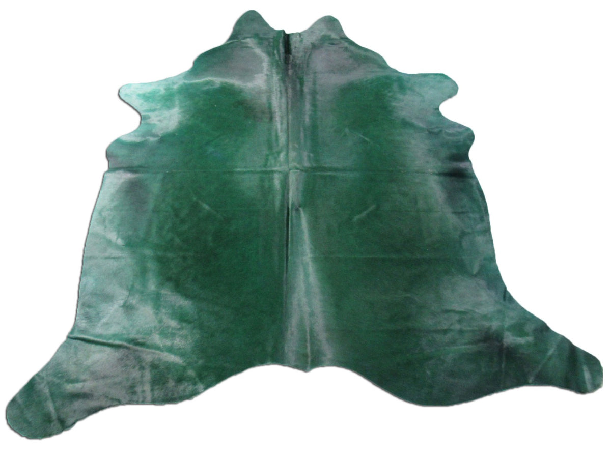 Dyed Emerald Green Cowhide Rug Size: 7x7 feet C-1646