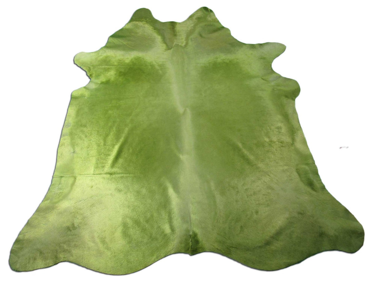 Dyed Lime Green Cowhide Rug - Size: 7.7x7 feet C-1651