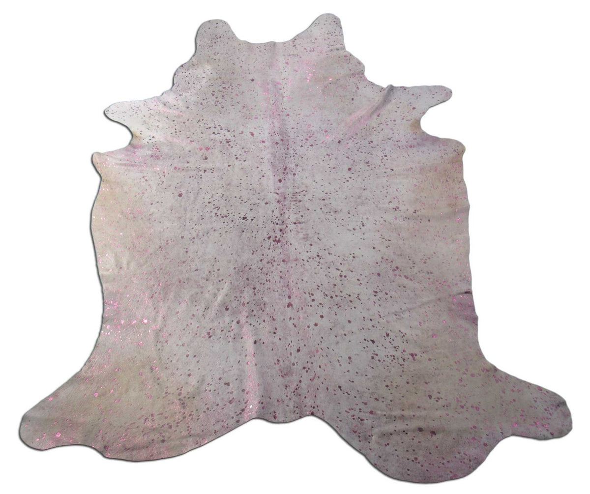 Pink Metallic Cowhide Rug (beige belly) Size: 8x6 feet C-1655