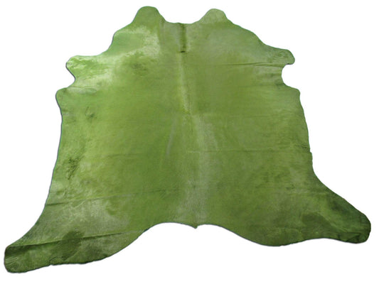 Tapis en peau de vache teintée en vert - Dimensions : 7,2 x 7,5 pieds C-1657