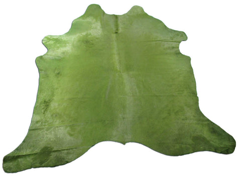 Dyed Green Cowhide Rug - Size: 7.2x7.5 feet C-1657