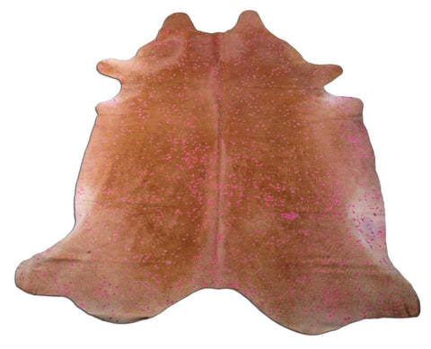 Giant Brown with Pink Acid Wash Devore Cowhide Rug - Size: 8x7.2 feet C-1660