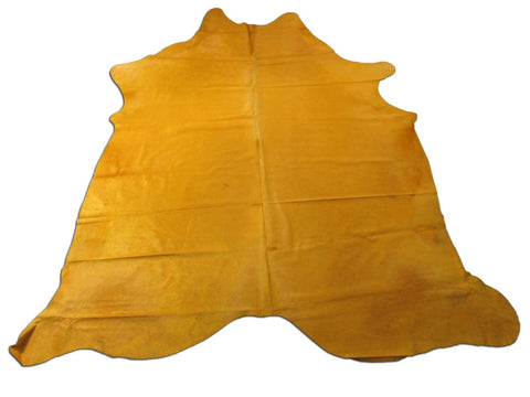 Dyed Yellow Cowhide Rug Size: 7.5x7 feet C-1666