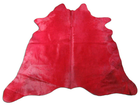 Dyed Red Cowhide Rug (with BACKING) - Size: 7.7x7.5 feet C-1667