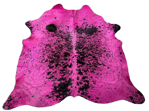 Salt & Pepper Dyed Pink Cowhide Rug - Size: 8x7.5 feet C-1672