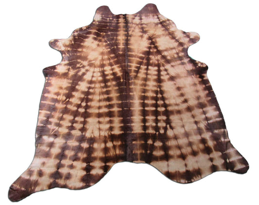 Brown Tie Dye Cowhide Rug - Size: 7.2' x 6.5' C-1682