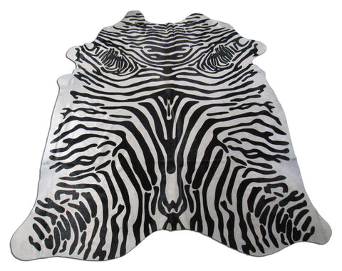 Beautiful & Huge Upholstery Zebra Cowhide Rug (1 stitch) Size: 7.5x6.5 feet C-1689