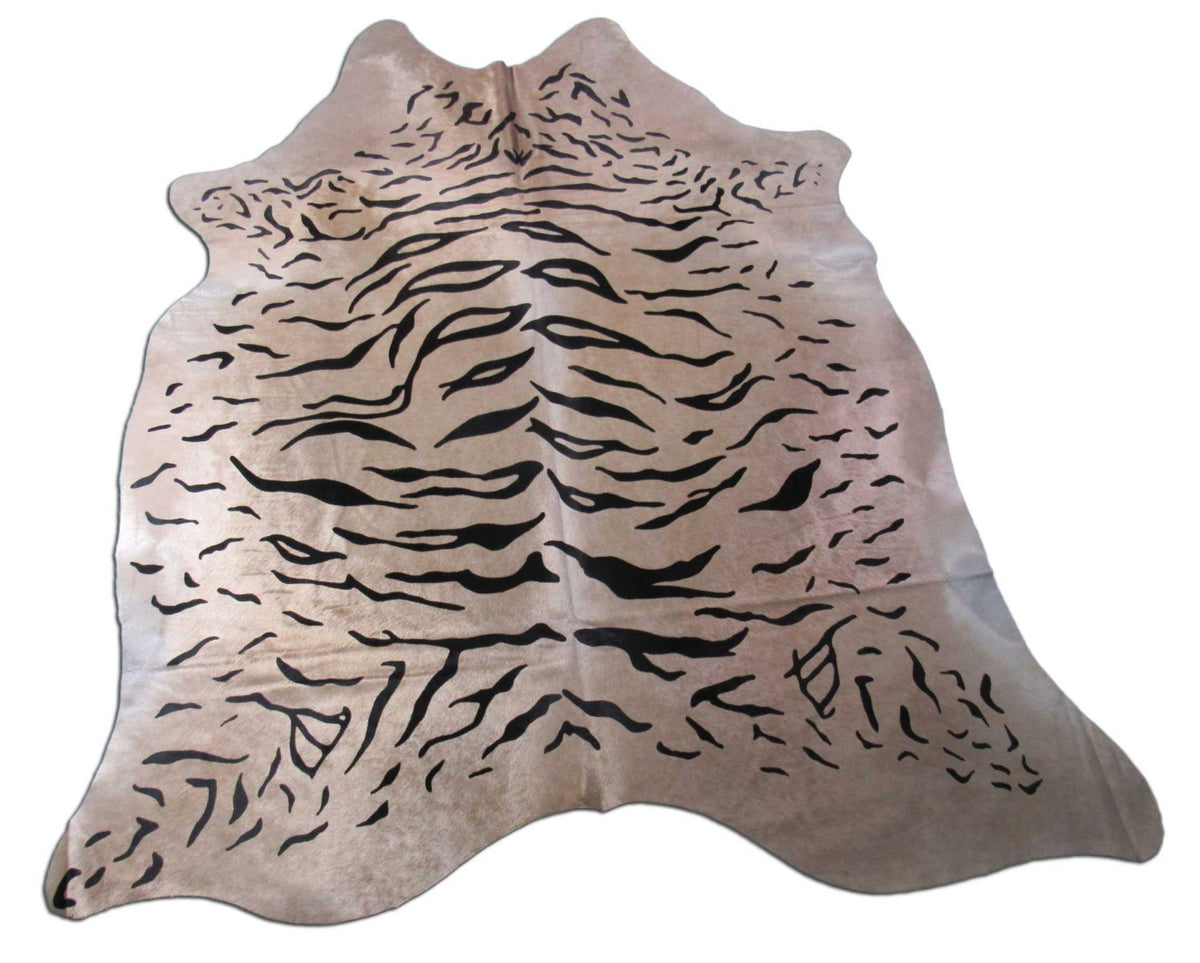 Gorgeous Tiger Print Cowhide Rug (beautiful and shiny hair/perfecy quality) Size: 7.2x6.2 feet C-1690