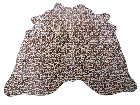 Leopard Print Cowhide Rug - Size: 6x6 feet C-1695