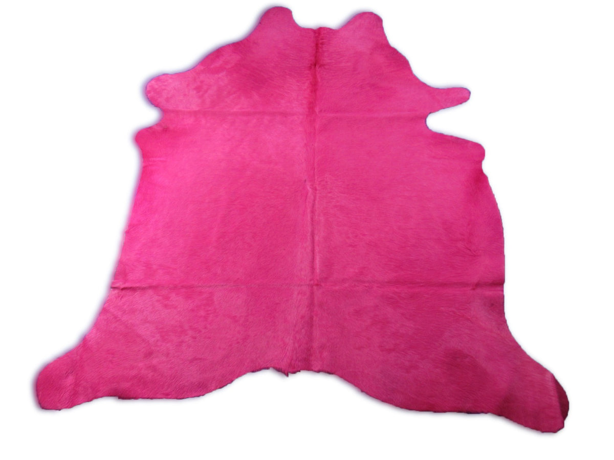 Dyed Magenta Pink Cowhide Rug (longish hair/ perfect quality) - Size: 7.5x7 feet C-1753