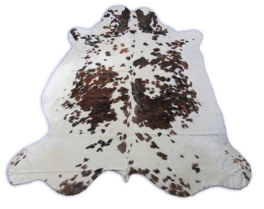 Tricolor Cowhide Rug (lots of white) Size: 7.5x7 feet C-1756