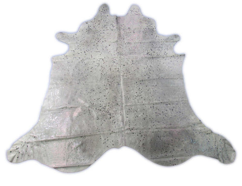 Dark Silver Metallic Cowhide Rug Size: 8x7 feet C-1765