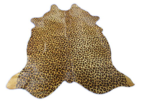 Leopard Print Cowhide Rug Size: 7x6.2 feet C-1775