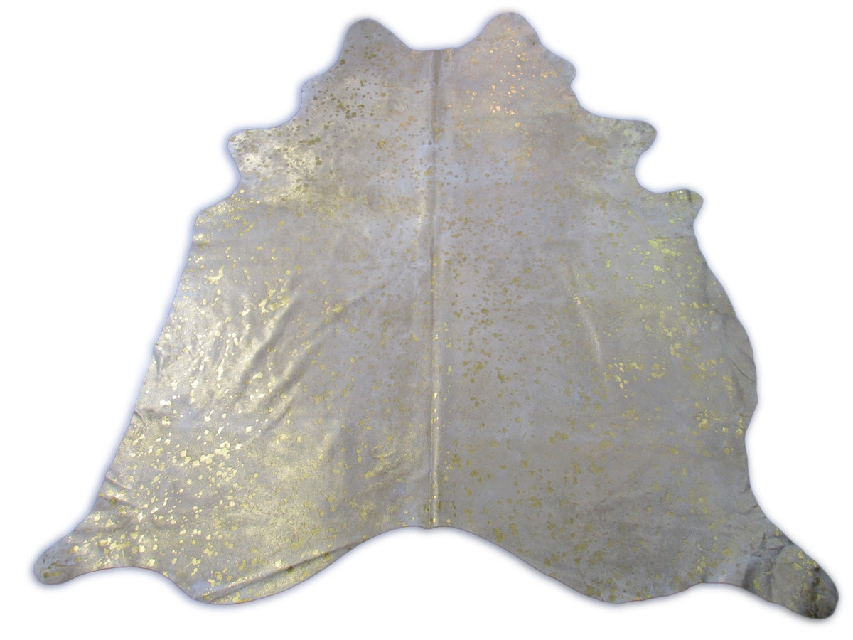 Bright Gold Metallic Cowhide Rug Size: 8x7.5 feet C-1781