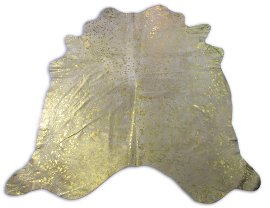 Bright Gold Metallic Cowhide Rug Size: 8x7 feet C-1782