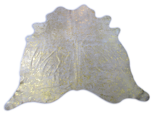 Bright Gold Metallic Cowhide Rug Size: 7x7 feet C-1783