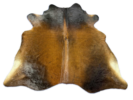 Mahogany Cowhide Rug (gorgeous but has some fire brands) Size: 6x6 feet C-1797
