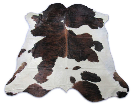 Mainly Dark Brown Brindle Tricolor Cowhide Rug Size: 7.5x7 feet C-1803
