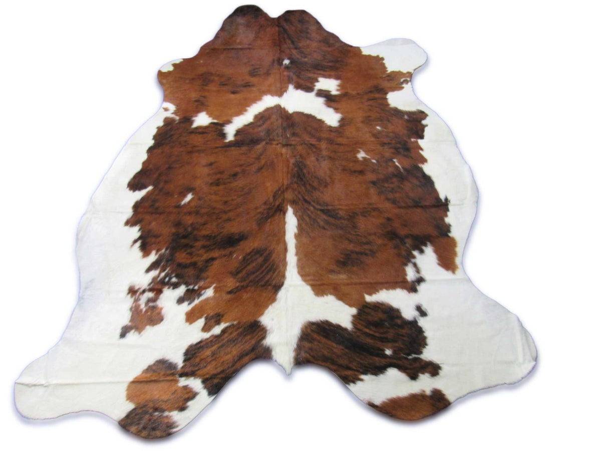 Mainly Brown Brindle Tricolor Cowhide Rug Size: 8x6.5 feet C-1815