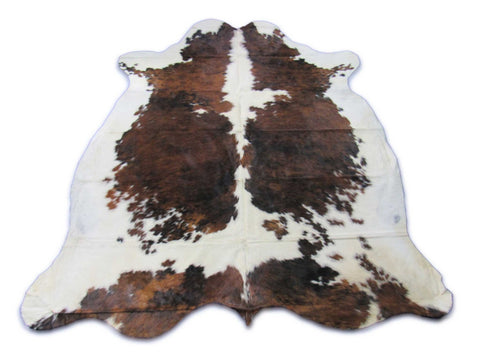 Gorgeous Tricolor Cowhide Rug Size: 7x6.5 feet C-1819